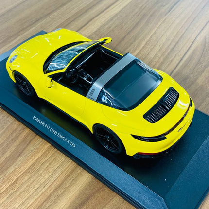 Minichamps 1/18 Porsche 911 (992) Targa 4 GTS 2021 Yellow Resin Model Car - premium collector scale model