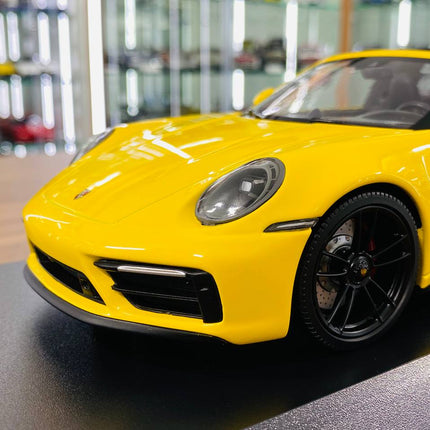 Minichamps 1/18 Porsche 911 (992) Targa 4 GTS 2021 Yellow Resin Model Car - fine detailed model replica