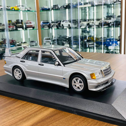 Minichamps Mercedes-Benz 190E 2.5-16 EVO II 1990 1:18 Diecast Model Car Silver - detailed collector display model
