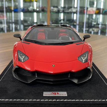 1/18 Resin Lamborghini Aventador Roadster – MR Collection Dark Red Limited Edition - studio product photo of the scale model