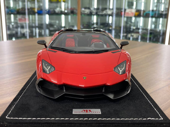1/18 Resin Lamborghini Aventador Roadster – MR Collection Dark Red Limited Edition - studio product photo of the scale model
