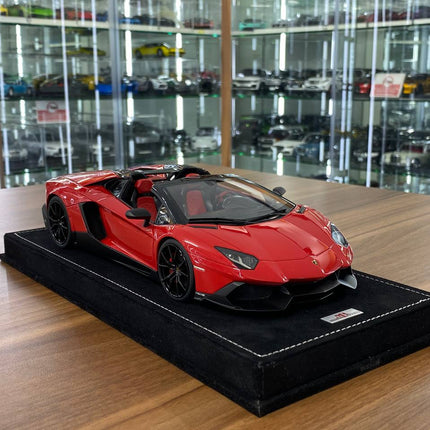 1/18 Resin Lamborghini Aventador Roadster – MR Collection Dark Red Limited Edition - detailed collector display model