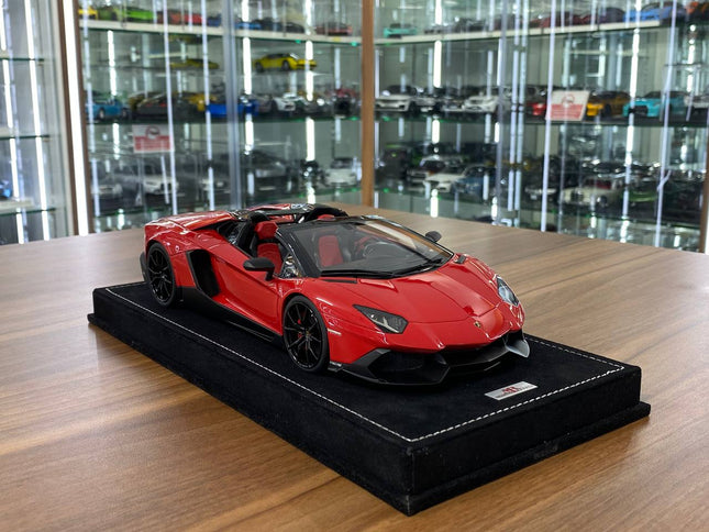 1/18 Resin Lamborghini Aventador Roadster – MR Collection Dark Red Limited Edition - detailed collector display model