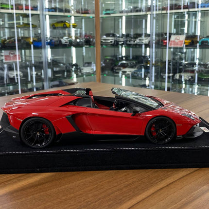 1/18 Resin Lamborghini Aventador Roadster – MR Collection Dark Red Limited Edition - collectible scale model car