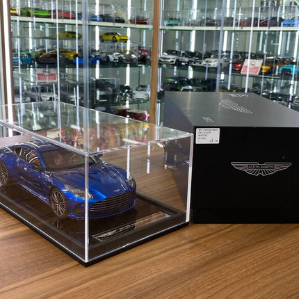 MotorHelix 1/18 Resin Aston Martin DB12 Coupe Ion Blue Limited Edition - detailed die-cast style model