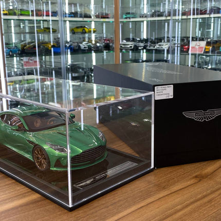 MotorHelix 1/18 Aston Martin DB12 Coupe Resin Model Iridescent Emerald Limited 199 - detailed die-cast style model