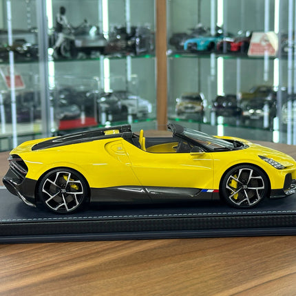 MR Collection Bugatti W16 Mistral 1:18 Yellow Resin Model Car - collectible scale model car