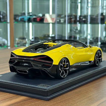 MR Collection Bugatti W16 Mistral 1:18 Yellow Resin Model Car - fine detailed model replica