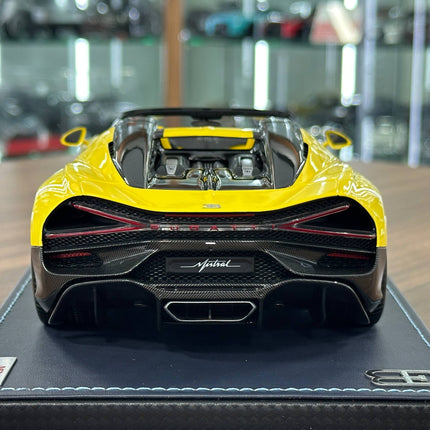 MR Collection Bugatti W16 Mistral 1:18 Yellow Resin Model Car - premium collector scale model