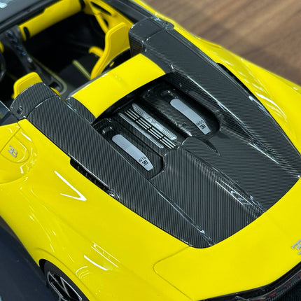 MR Collection Bugatti W16 Mistral 1:18 Yellow Resin Model Car - scale model for display