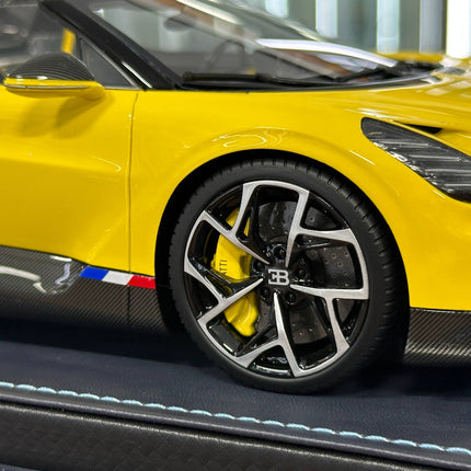 MR Collection Bugatti W16 Mistral 1:18 Yellow Resin Model Car - showroom-quality model replica