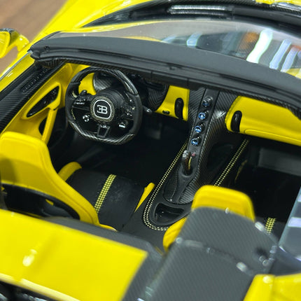 MR Collection Bugatti W16 Mistral 1:18 Yellow Resin Model Car - collector edition scale model
