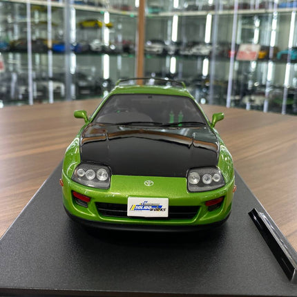 Solido 1/18 Toyota Supra MK4 A80 1993 Diecast Model Green Black - studio product photo of the scale model