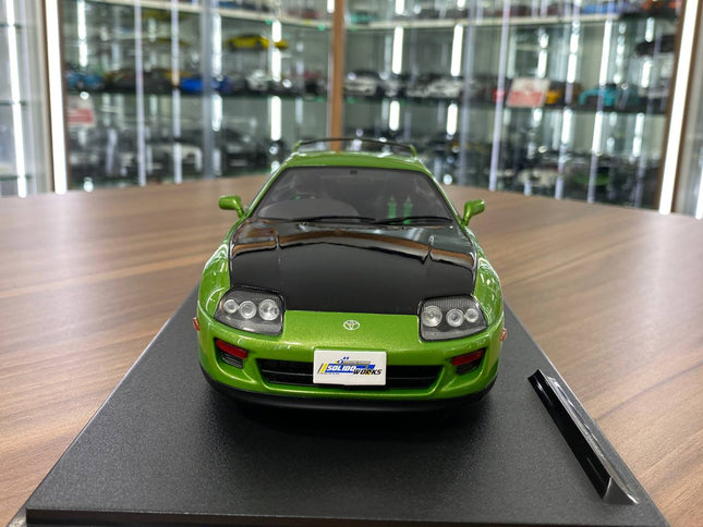 Solido 1/18 Toyota Supra MK4 A80 1993 Diecast Model Green Black - studio product photo of the scale model