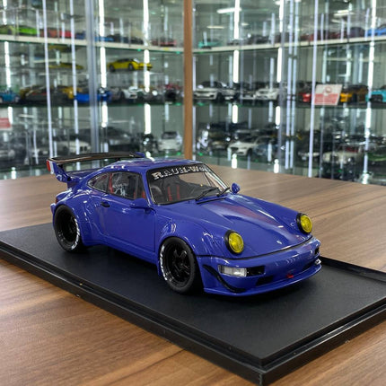 Solido 1/18 Diecast Porsche RWB Champagne Blue Model Car - detailed collector display model