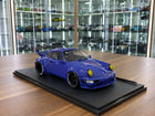 Solido 1/18 Diecast Porsche RWB Champagne Blue Model Car - detailed collector display model