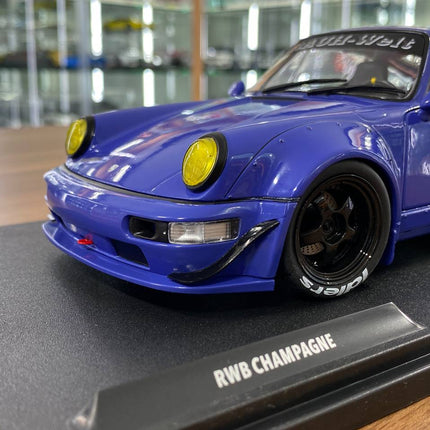 Solido 1/18 Diecast Porsche RWB Champagne Blue Model Car - scale model for display