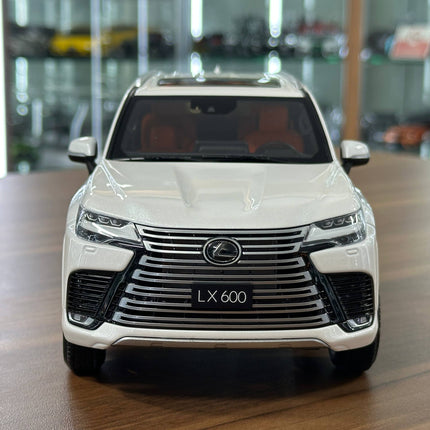 LCD Model Lexus LX 600 V6 (2024) White 1:18 Diecast Model Car - studio product photo of the scale model