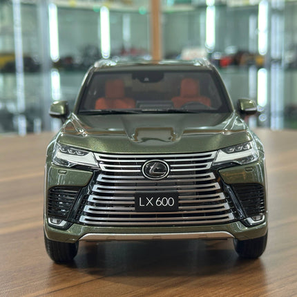 LCD Model Lexus LX 600 V6 2024 Nori Green 1:18 Diecast Model Car - studio product photo of the scale model