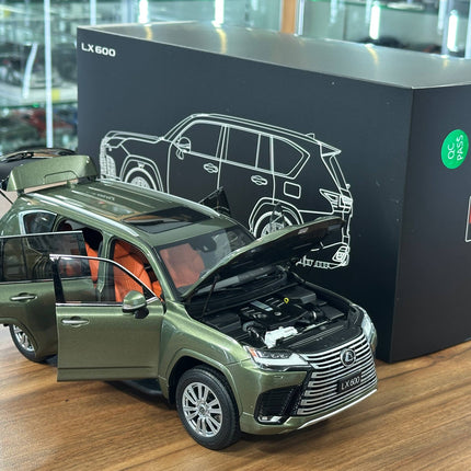 LCD Model Lexus LX 600 V6 2024 Nori Green 1:18 Diecast Model Car - hand-finished display model