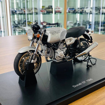 AutoArt Ducati GT 1000 Silver 1:18 Diecast Model Motorcycle - detailed collector display model