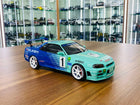 Solido Nissan Skyline GT-R R34 2001 Falcon #1 1/18 Diecast Model Car Falcon Blue - detailed collector display model