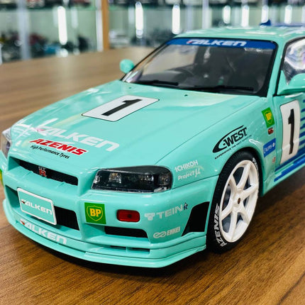 Solido Nissan Skyline GT-R R34 2001 Falcon #1 1/18 Diecast Model Car Falcon Blue - detailed die-cast style model