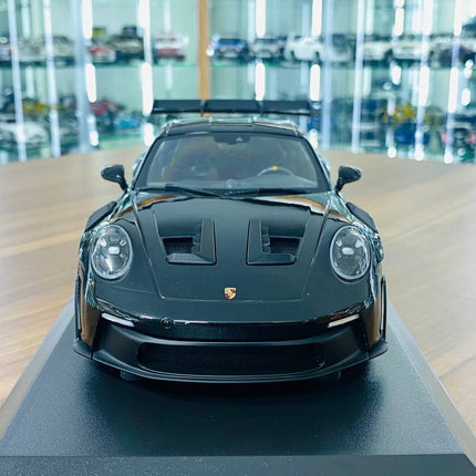 Minichamps Porsche 911 992 GT3 RS 2023 1:18 Black with Red Wheels Diecast Model - collectible scale model car
