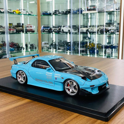 Ignition Model Mazda RX-7 RE Super G (FD3S) 1/18 Resin Model Light Blue Limited Edition - detailed collector display model