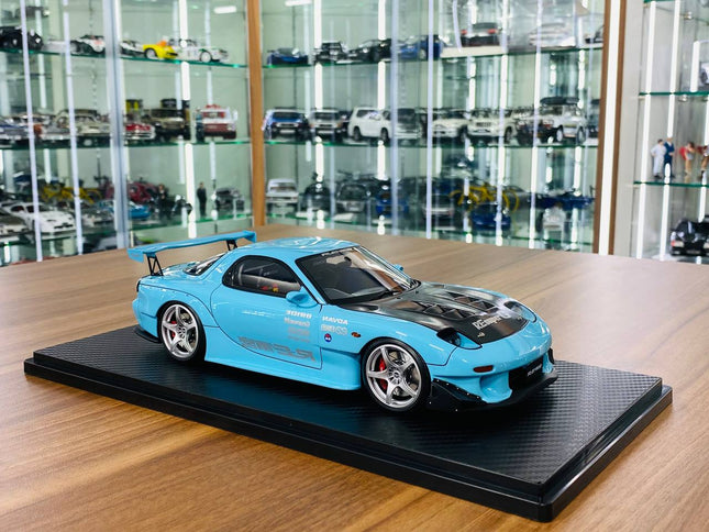 Ignition Model Mazda RX-7 RE Super G (FD3S) 1/18 Resin Model Light Blue Limited Edition - detailed collector display model
