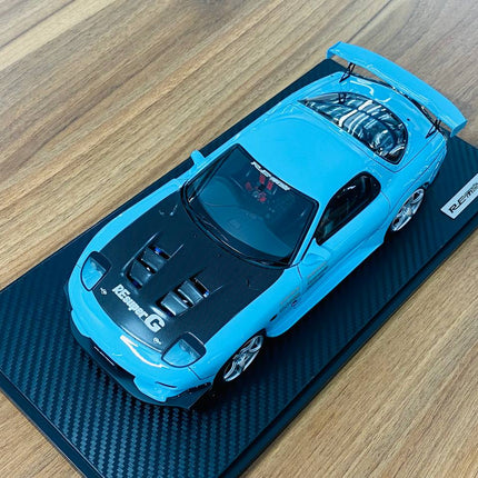 Ignition Model Mazda RX-7 RE Super G (FD3S) 1/18 Resin Model Light Blue Limited Edition - detailed die-cast style model
