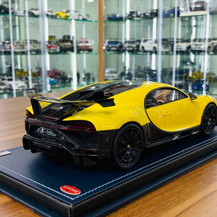 MR Collection Bugatti Chiron Super Sport 300+ 1:18 Yellow Resin Model - studio product photo of the scale model