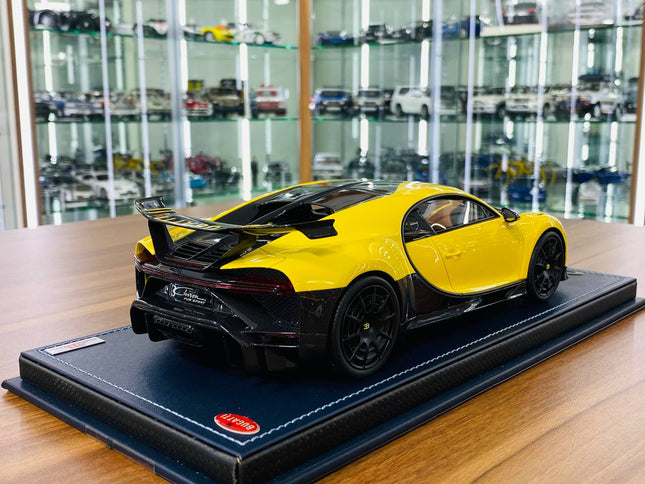 MR Collection Bugatti Chiron Super Sport 300+ 1:18 Yellow Resin Model - studio product photo of the scale model