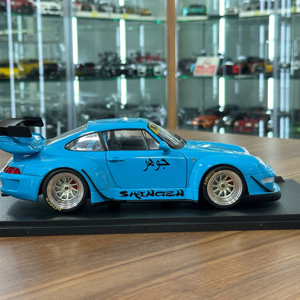 Solido 1/18 Diecast Porsche 911 (993) RWB Shingen 2018 Blue - collectible scale model car