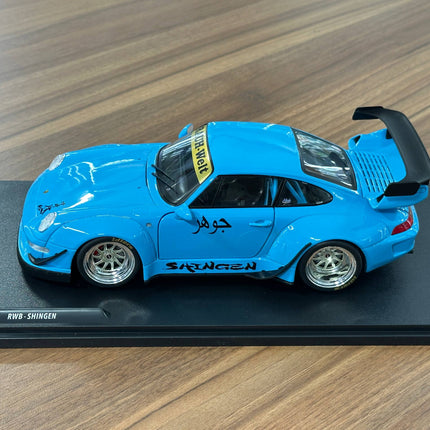 Solido 1/18 Diecast Porsche 911 (993) RWB Shingen 2018 Blue - scale model for display