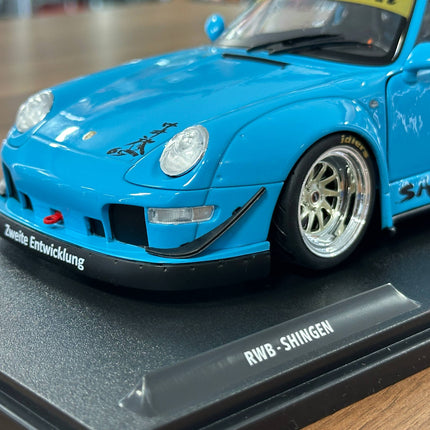 Solido 1/18 Diecast Porsche 911 (993) RWB Shingen 2018 Blue - detailed die-cast style model