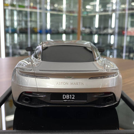MotorHelix 1/18 Aston Martin DB12 Coupe Lightning Silver Resin Model Limited Edition 99 Pcs - premium collector scale model