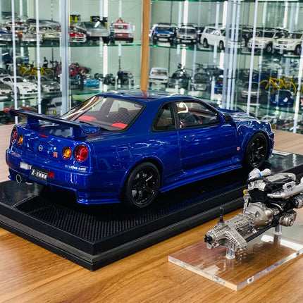 Nissan Skyline GT-R R34 Nismo Z-Tune 1/12 Resin Model Blue Motor Helix - collectible scale model car