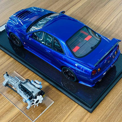 Nissan Skyline GT-R R34 Nismo Z-Tune 1/12 Resin Model Blue Motor Helix - showroom-quality model replica