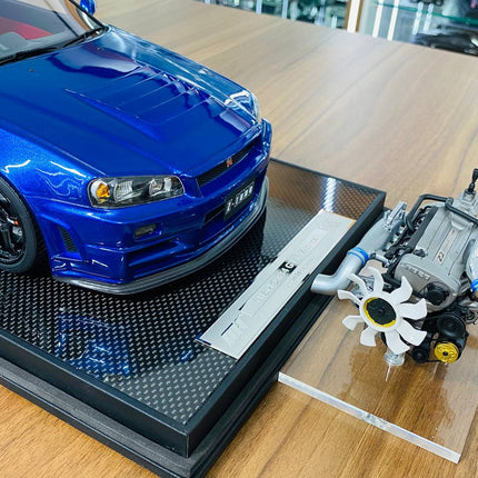 Nissan Skyline GT-R R34 Nismo Z-Tune 1/12 Resin Model Blue Motor Helix - scale model for display