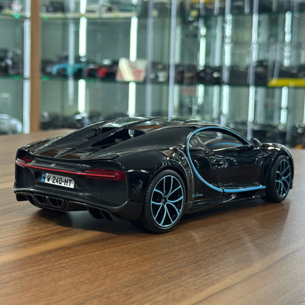 Bburago Chiron Zero 400 Zero 1:18 Diecast Car Black Blue - fine detailed model replica