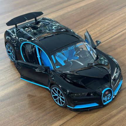 Bburago Chiron Zero 400 Zero 1:18 Diecast Car Black Blue - scale model for display
