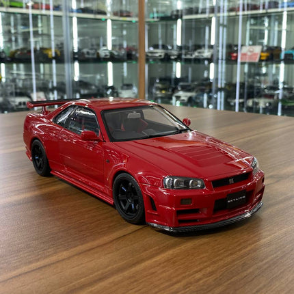 MotorHelix Nissan Skyline GT-R R34 Customized Version 1/18 Diecast Active Red - detailed collector display model