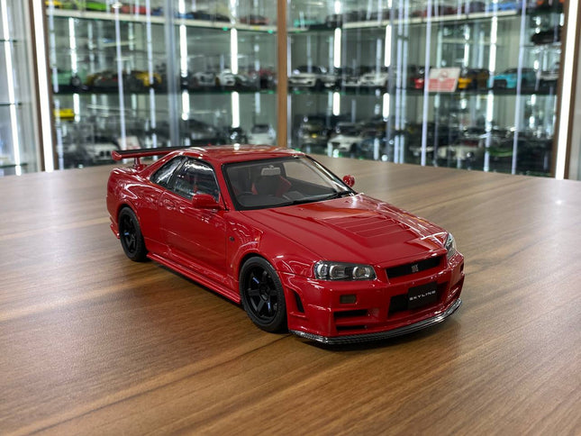 MotorHelix Nissan Skyline GT-R R34 Customized Version 1/18 Diecast Active Red - detailed collector display model