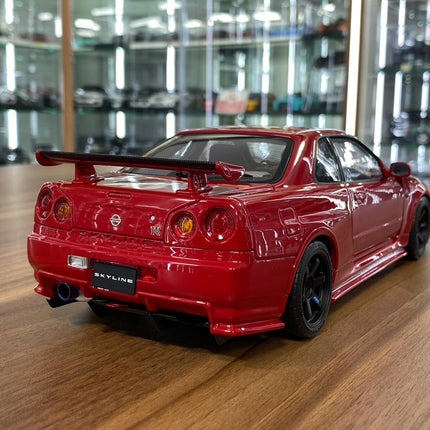 MotorHelix Nissan Skyline GT-R R34 Customized Version 1/18 Diecast Active Red - fine detailed model replica