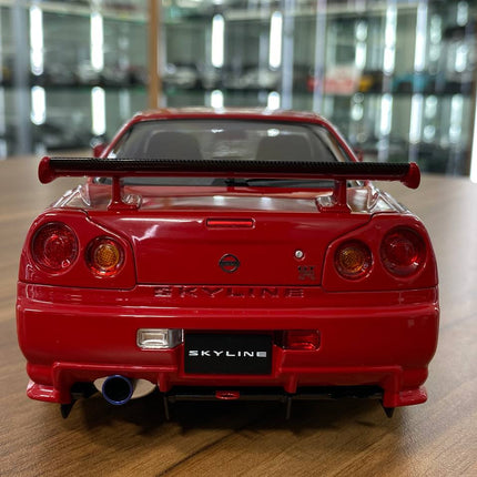 MotorHelix Nissan Skyline GT-R R34 Customized Version 1/18 Diecast Active Red - premium collector scale model