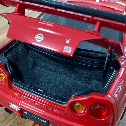 MotorHelix Nissan Skyline GT-R R34 Customized Version 1/18 Diecast Active Red - detailed die-cast style model
