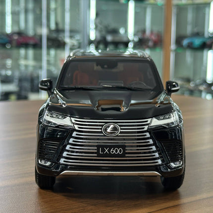 LCD Model Lexus LX 600 V6 2024 Black 1:18 Diecast Model Car - studio product photo of the scale model