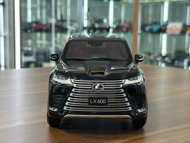 LCD Model Lexus LX 600 V6 2024 Black 1:18 Diecast Model Car - studio product photo of the scale model