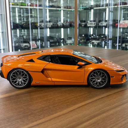 Bburago Lamborghini Temerario 1/18 Orange Diecast Model Car - Full Opening - collectible scale model car